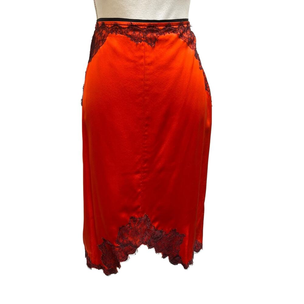 Rag & Bone Red Silk Lace Trim Midi Skirt Size 4 NWT Intermix Exclusive